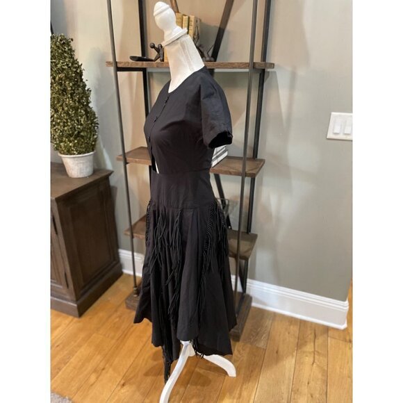 Bibhu Mohapatra Collective Cutout Fringe Dress Black Womens Size 4 - Picture 6 of 10